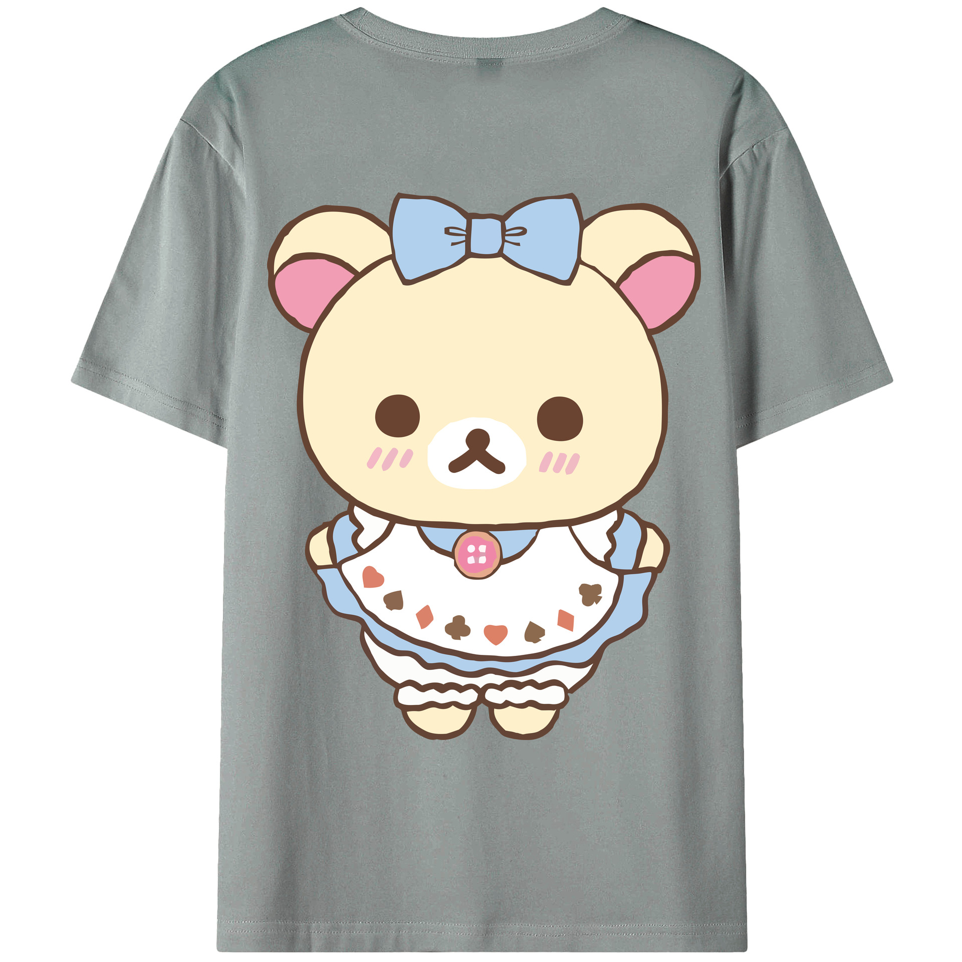 （画像用） リラックマ リラックマ キイロイトリ Rilakkuma Korilakkuma Kiiroitori 綿100％ メンズ半袖Tシャツ（バックプリント） 通気性